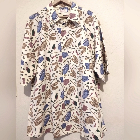 Vintage Sauce by Berne Shirt Golf All Over Print Button Up Short Sleeve Mens XL - Picture 12 of 12